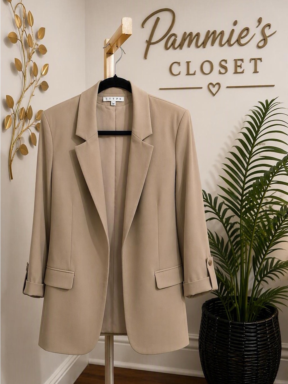 HYFVE Taupe Open-Front Women's Blazer Jacket